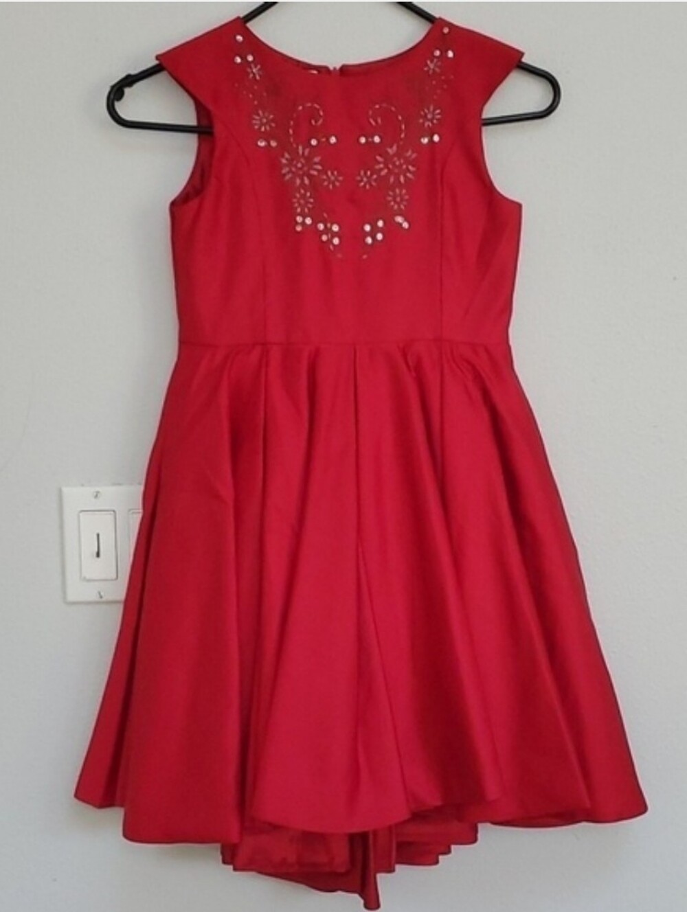 Chasing Fireflies Red Sleeveless Party Dress with Embellished Front